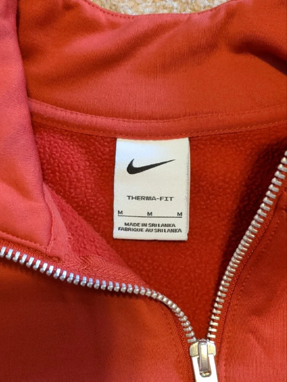 Nike Red Cropped Quarter-Zip Sweatshirt with Swoosh